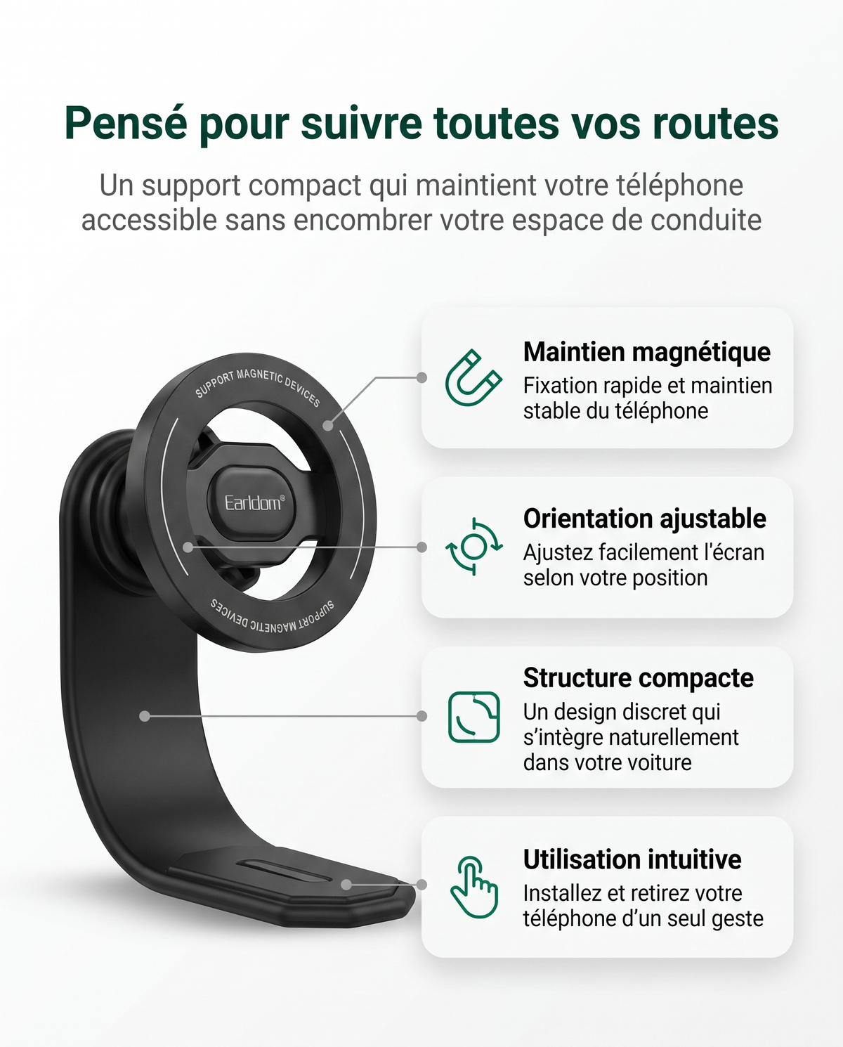 Un berceau incurvé qui épouse votre téléphone