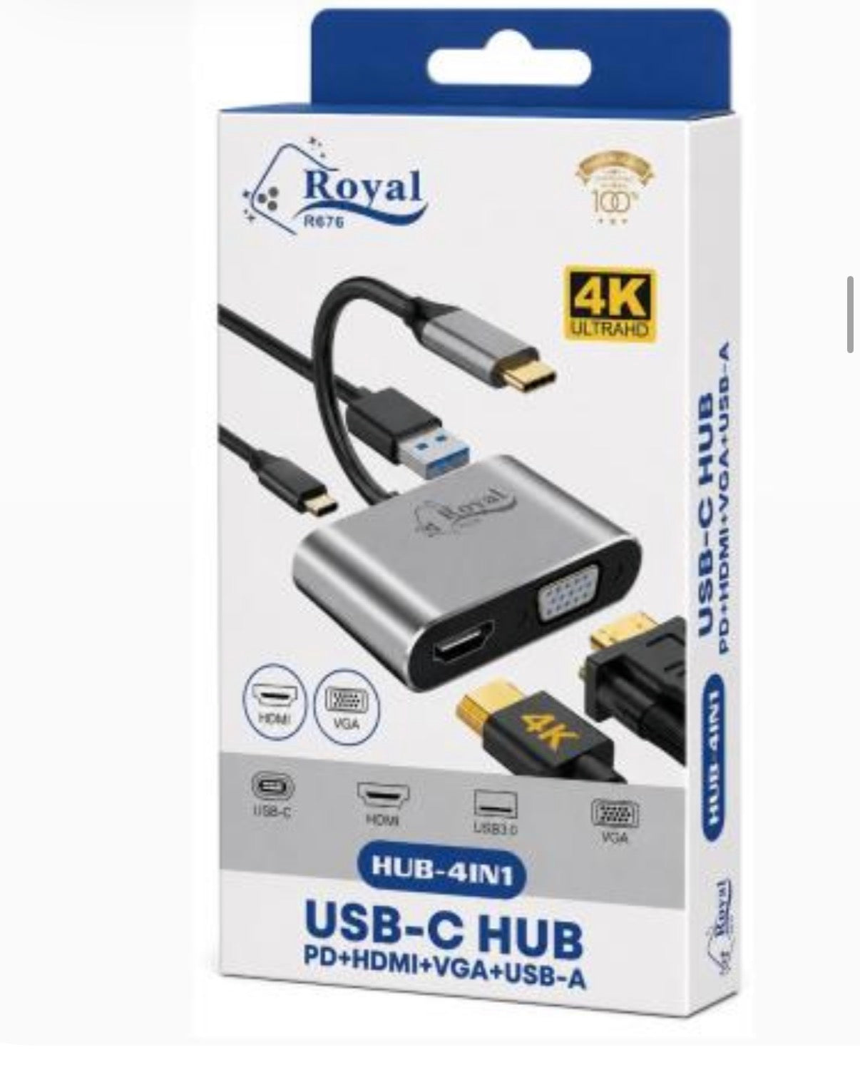 Boîte du hub USB-C Royal R676 4-en-1