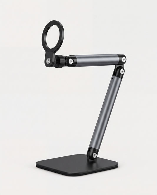 Station Bureau Pro — bras articulé en aluminium usiné
