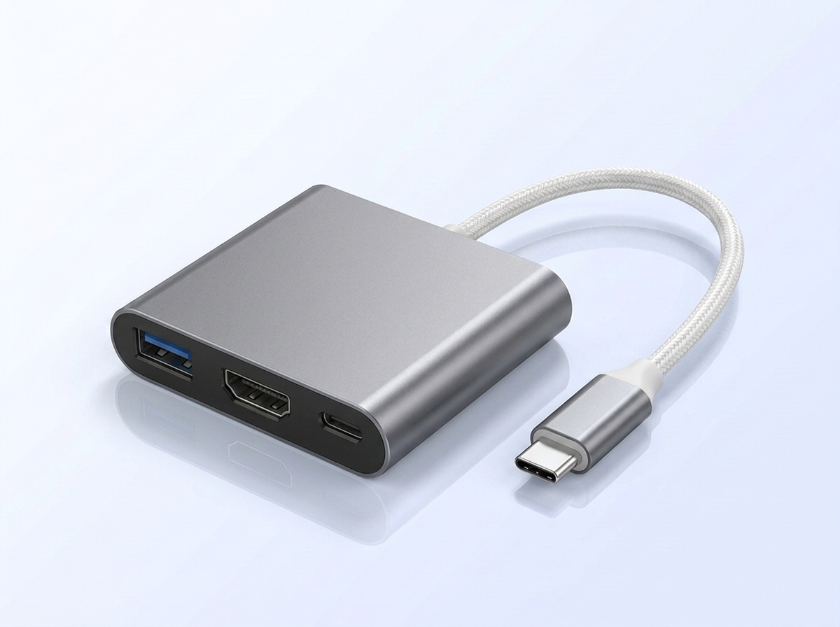 Adaptateur USB-C vers HDMI 3-en-1 gris