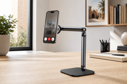 Support de bureau 2-en-1 avec telephone a hauteur des yeux